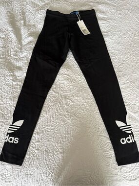 adidas Black Leggings with White Trefoil Accents